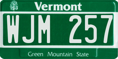 VT license plate WJM257