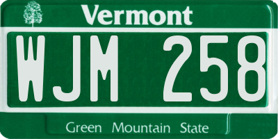 VT license plate WJM258