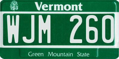 VT license plate WJM260