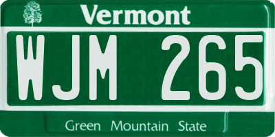 VT license plate WJM265