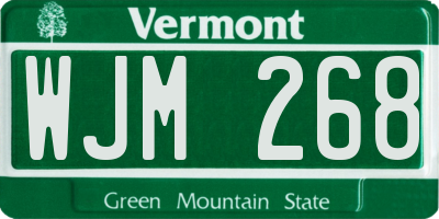 VT license plate WJM268