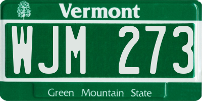 VT license plate WJM273