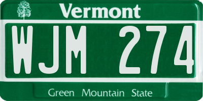 VT license plate WJM274