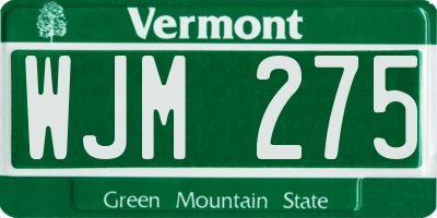 VT license plate WJM275