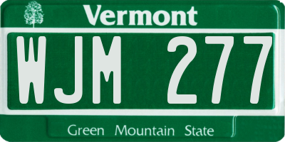 VT license plate WJM277