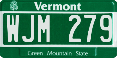 VT license plate WJM279