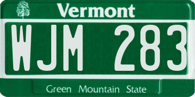VT license plate WJM283