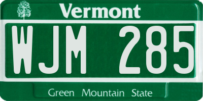 VT license plate WJM285