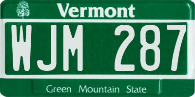 VT license plate WJM287