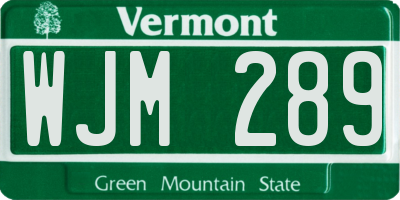 VT license plate WJM289