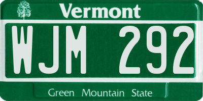 VT license plate WJM292