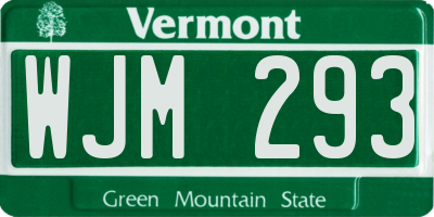VT license plate WJM293