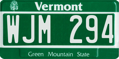 VT license plate WJM294
