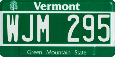 VT license plate WJM295