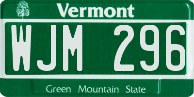 VT license plate WJM296