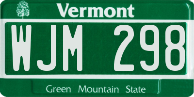 VT license plate WJM298