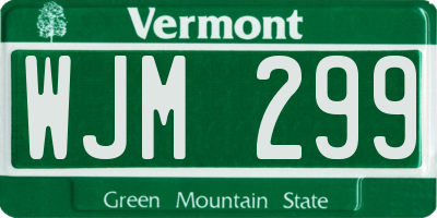 VT license plate WJM299