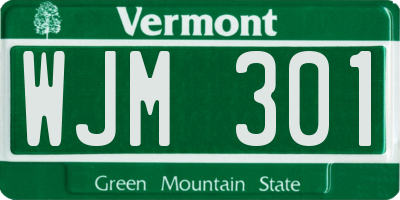 VT license plate WJM301