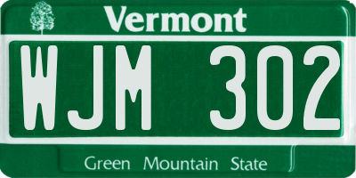 VT license plate WJM302