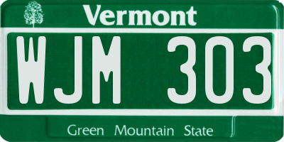 VT license plate WJM303