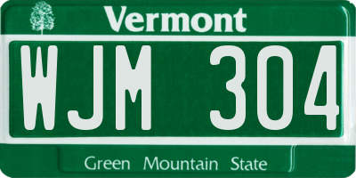 VT license plate WJM304