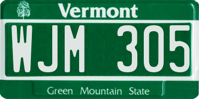VT license plate WJM305