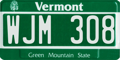 VT license plate WJM308