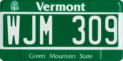 VT license plate WJM309