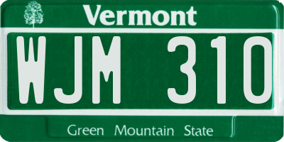 VT license plate WJM310