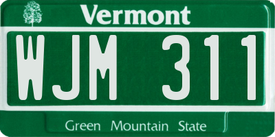 VT license plate WJM311
