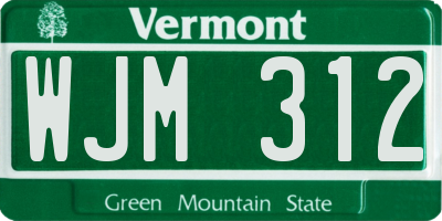VT license plate WJM312