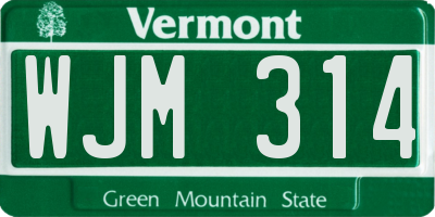 VT license plate WJM314
