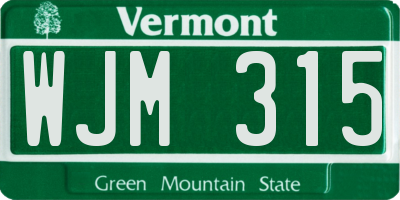 VT license plate WJM315