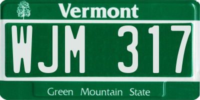 VT license plate WJM317