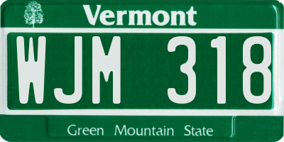 VT license plate WJM318
