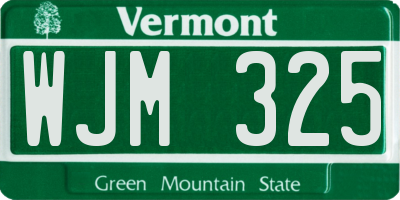 VT license plate WJM325