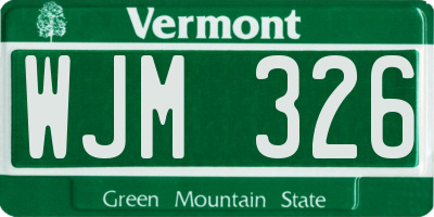 VT license plate WJM326