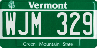 VT license plate WJM329