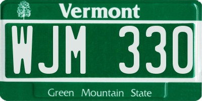 VT license plate WJM330