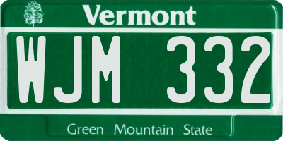 VT license plate WJM332
