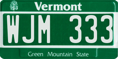 VT license plate WJM333