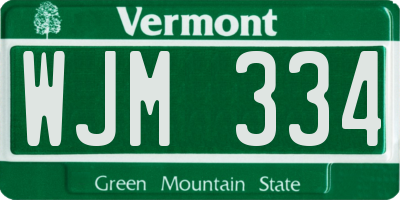 VT license plate WJM334