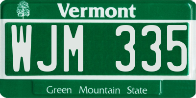 VT license plate WJM335