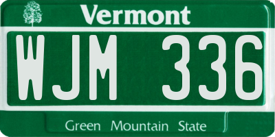 VT license plate WJM336