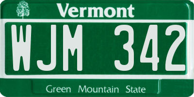 VT license plate WJM342