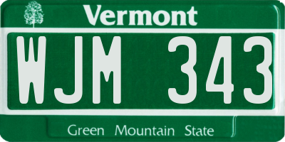 VT license plate WJM343