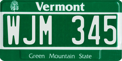 VT license plate WJM345