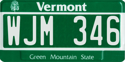 VT license plate WJM346