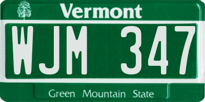 VT license plate WJM347