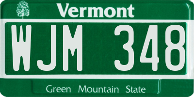 VT license plate WJM348